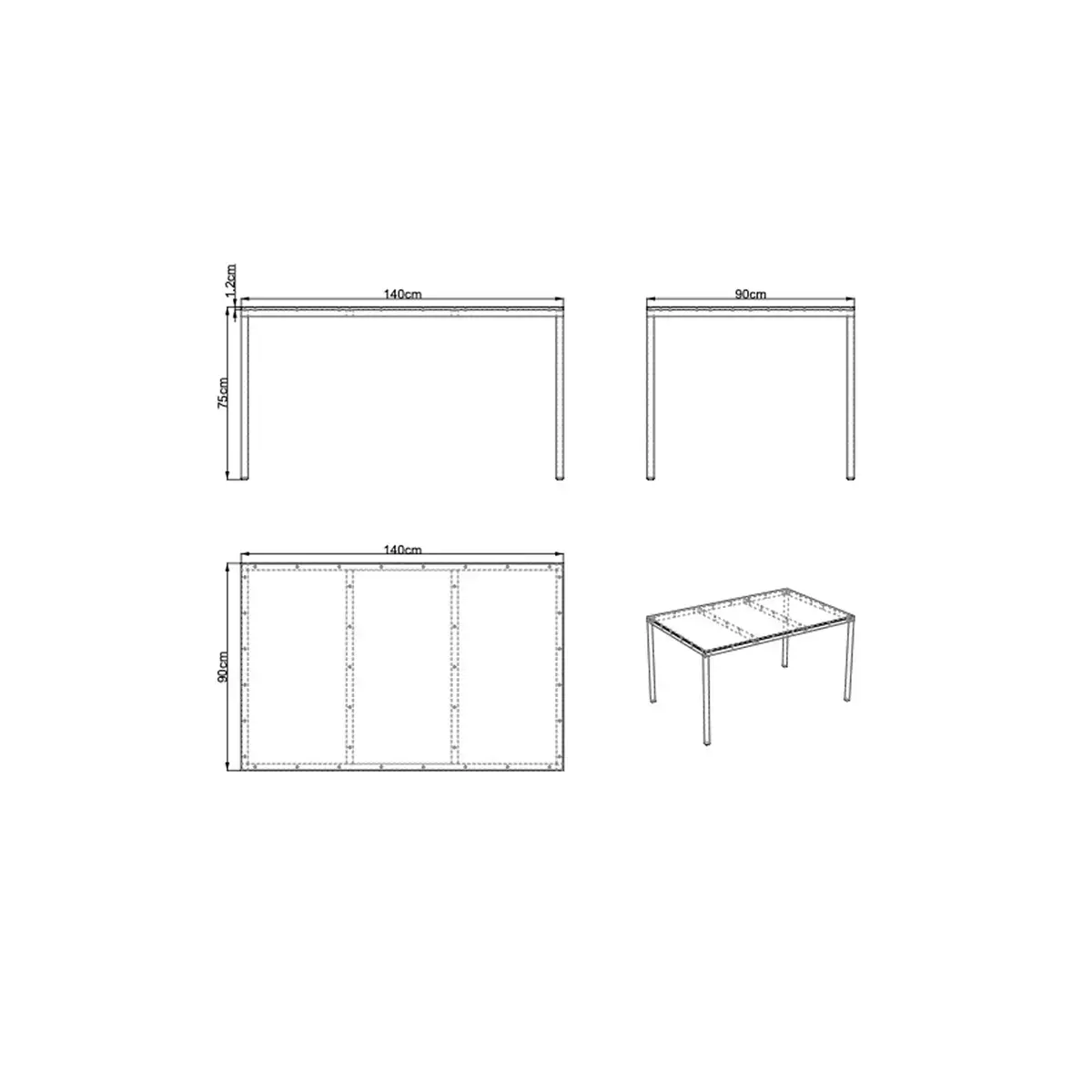Table rectangulaire 140x90 cm MAHAUT décore FLOREAL recyclée photo du produit
