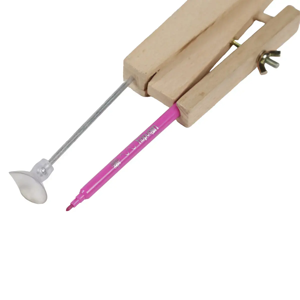 Compas pour tableau blanc 40 cm bois ventouse avec porte marqueur - WONDAY photo du produit