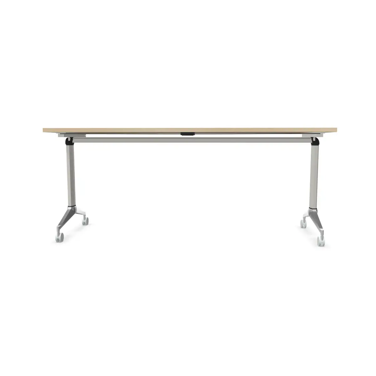 Table rabattable avec roulettes - Acacia clair et aluminium - 180x70 cm photo du produit