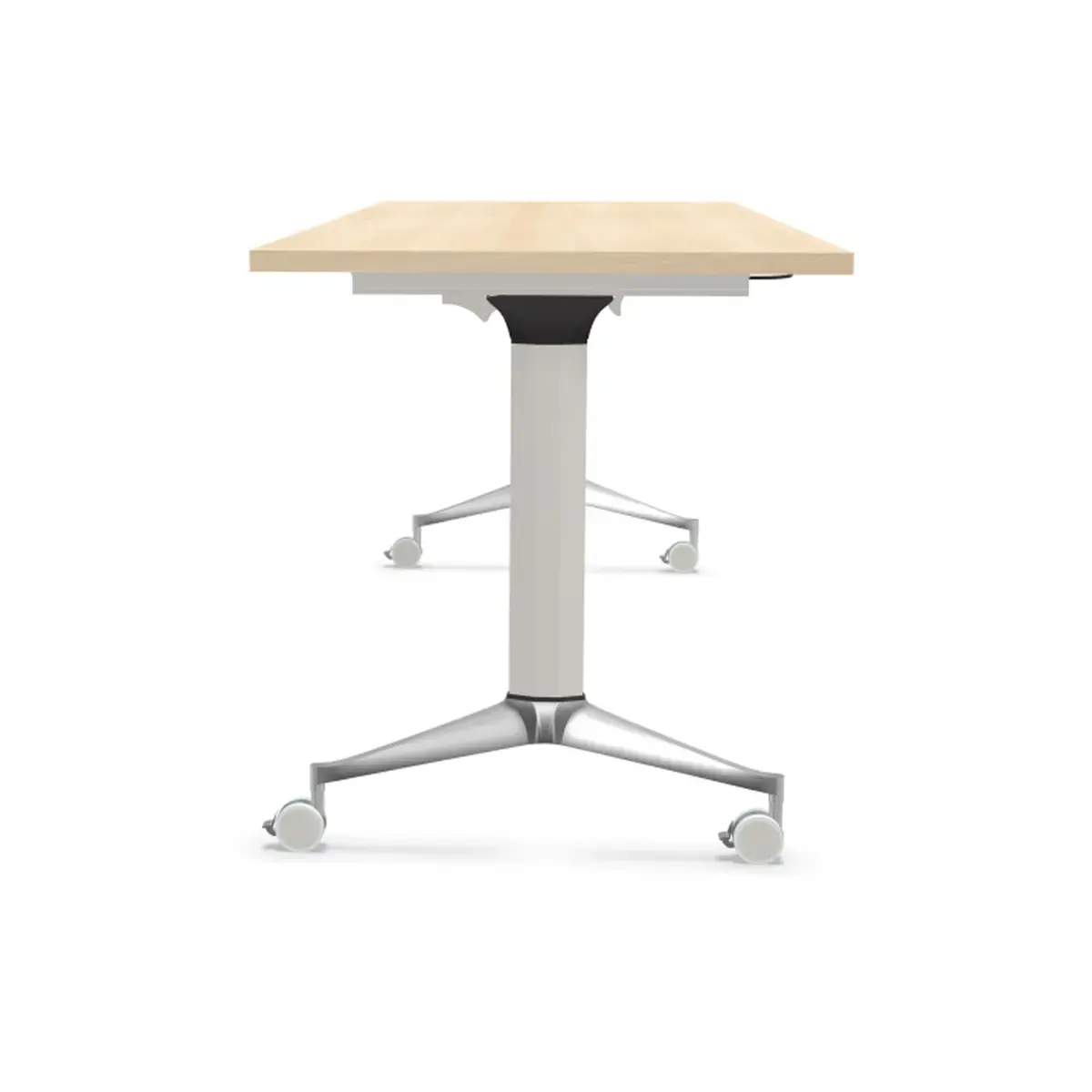 Table rabattable avec roulettes - Acacia clair et aluminium - 180x70 cm photo du produit