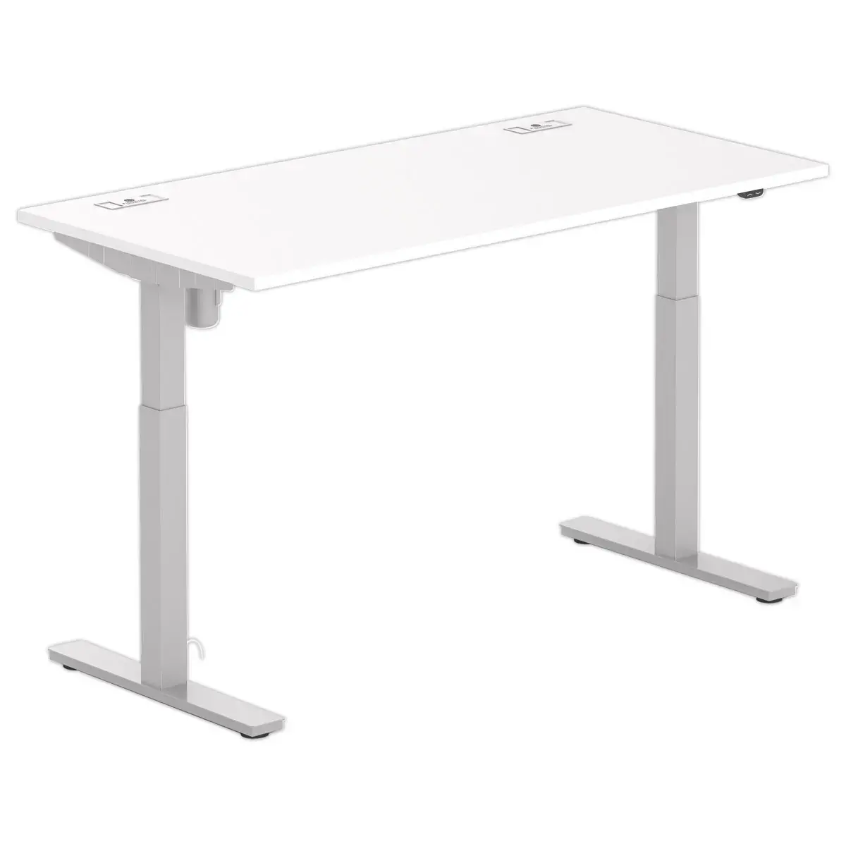 Bureau BERNE &eacute;lectrique 160 x 80 blanc/alu boitier simple photo du produit