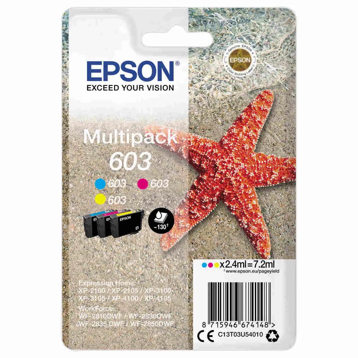 3 Cartouche Epson 603 3 couleurs multipack - C M Y photo du produit