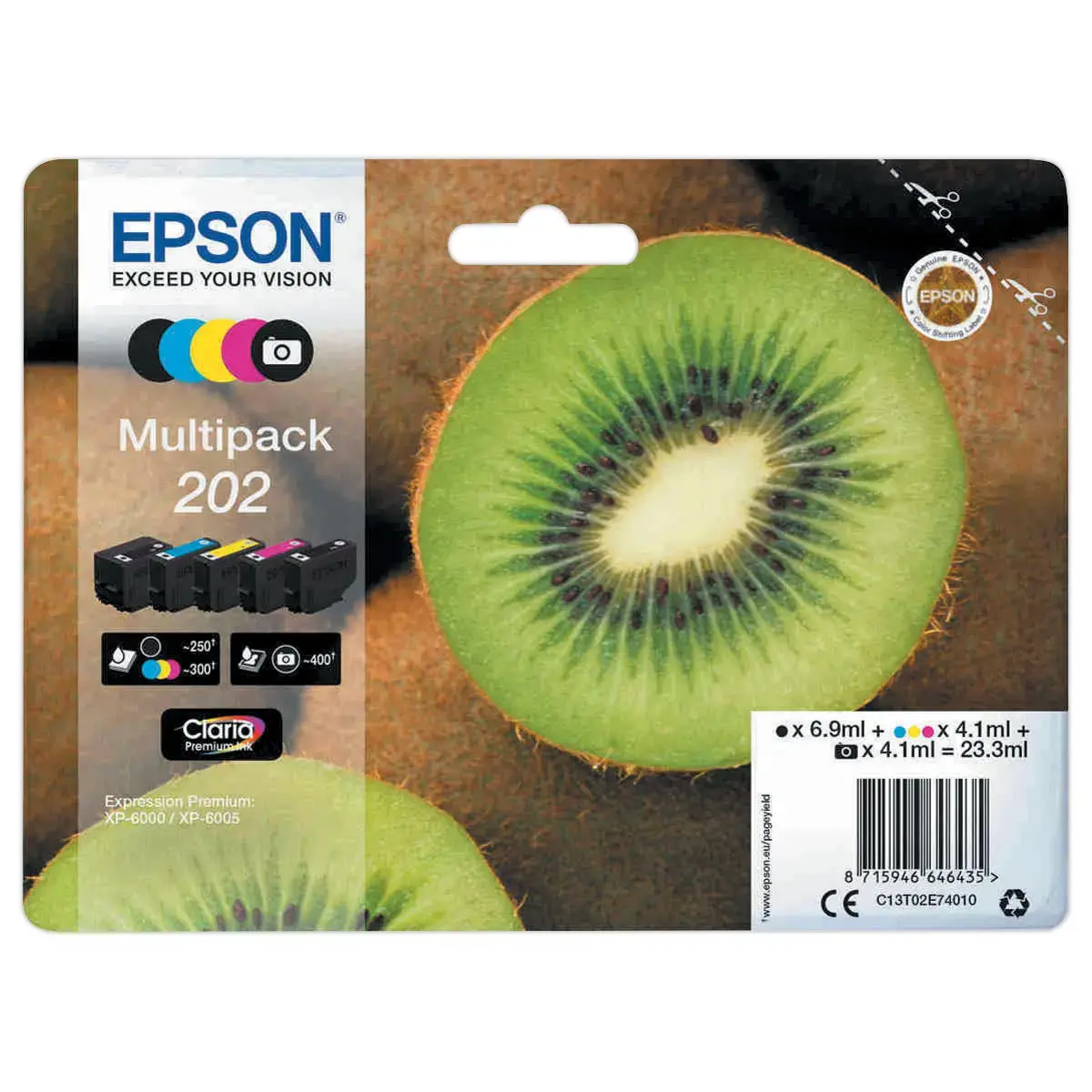 5 Cartouche Epson 202 C.M.J.N + N PHOTO photo du produit