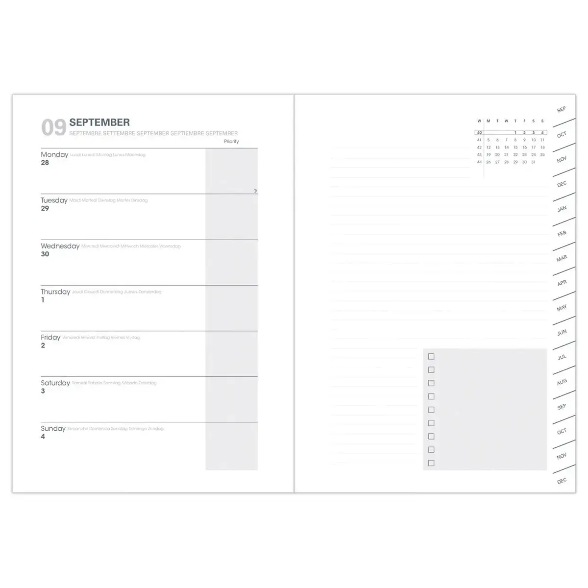 Agenda semainier Pastel - 15 x 21cm - Septembre à décembre - Bleu - QUO VADIS photo du produit