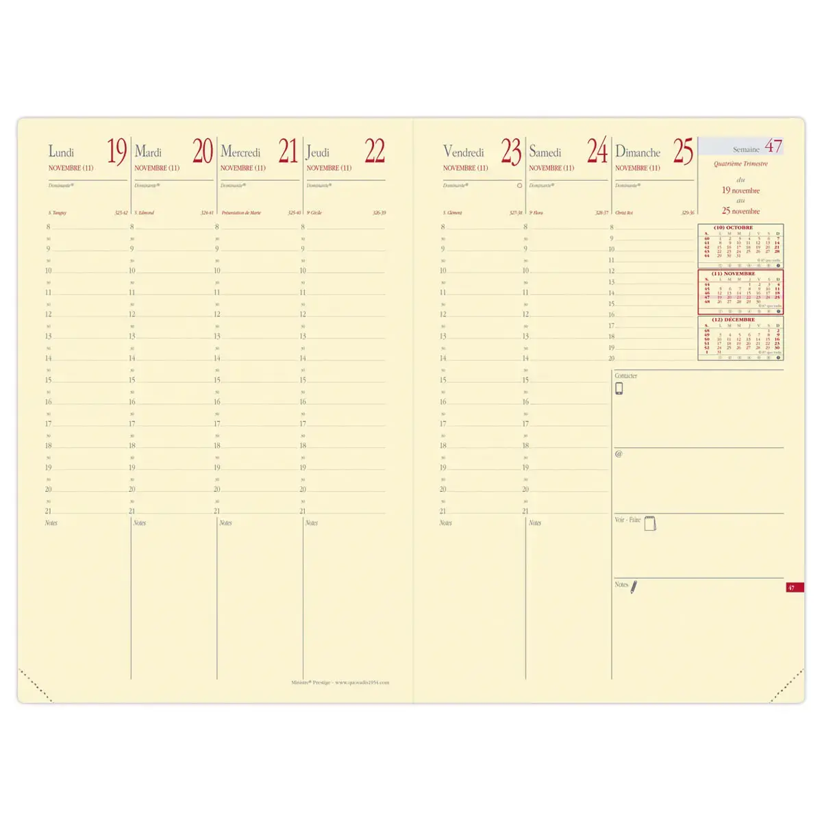 Agenda semainier  Soho - 16x24cm - Bleu - Janvier &agrave; d&eacute;cembre - QUO VADIS photo du produit