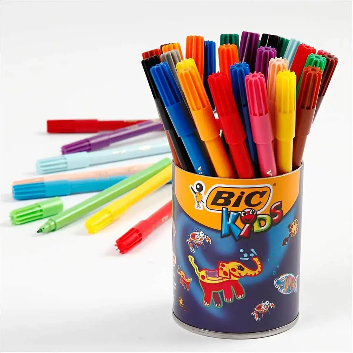 36 Feutres Visa - Encre lavable - Pointe fine - Coloris assortis - Bic photo du produit