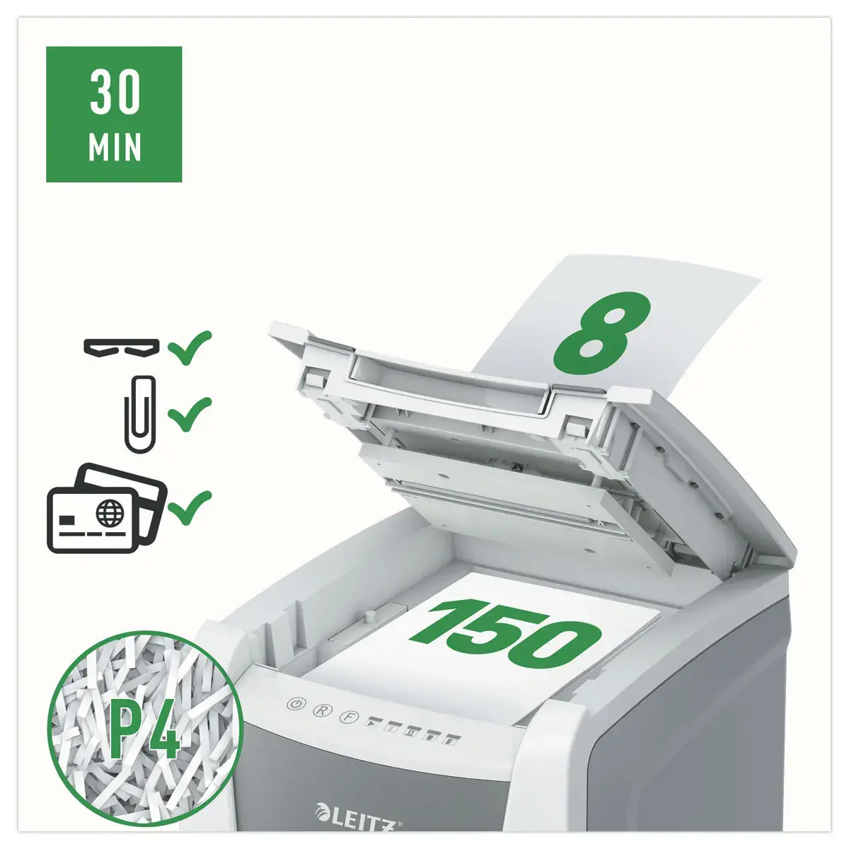 Destructeur IQ Auto+ Office 150 P4 - Coupe croisée - 44L - Leitz photo du produit
