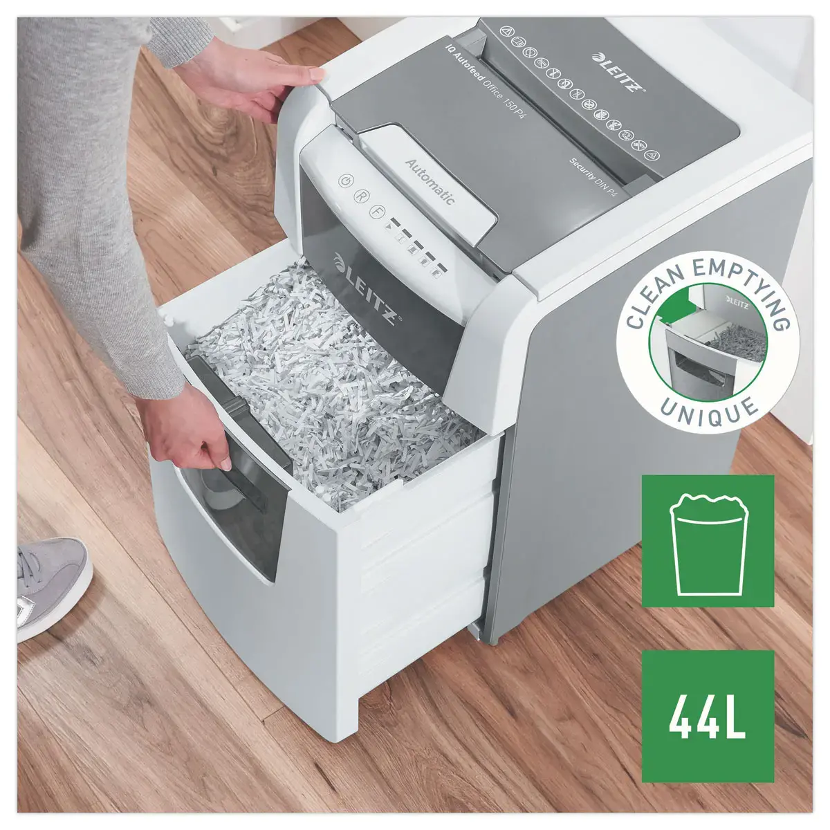 Destructeur IQ Auto+ Office 150 P4 - Coupe croisée - 44L - Leitz photo du produit
