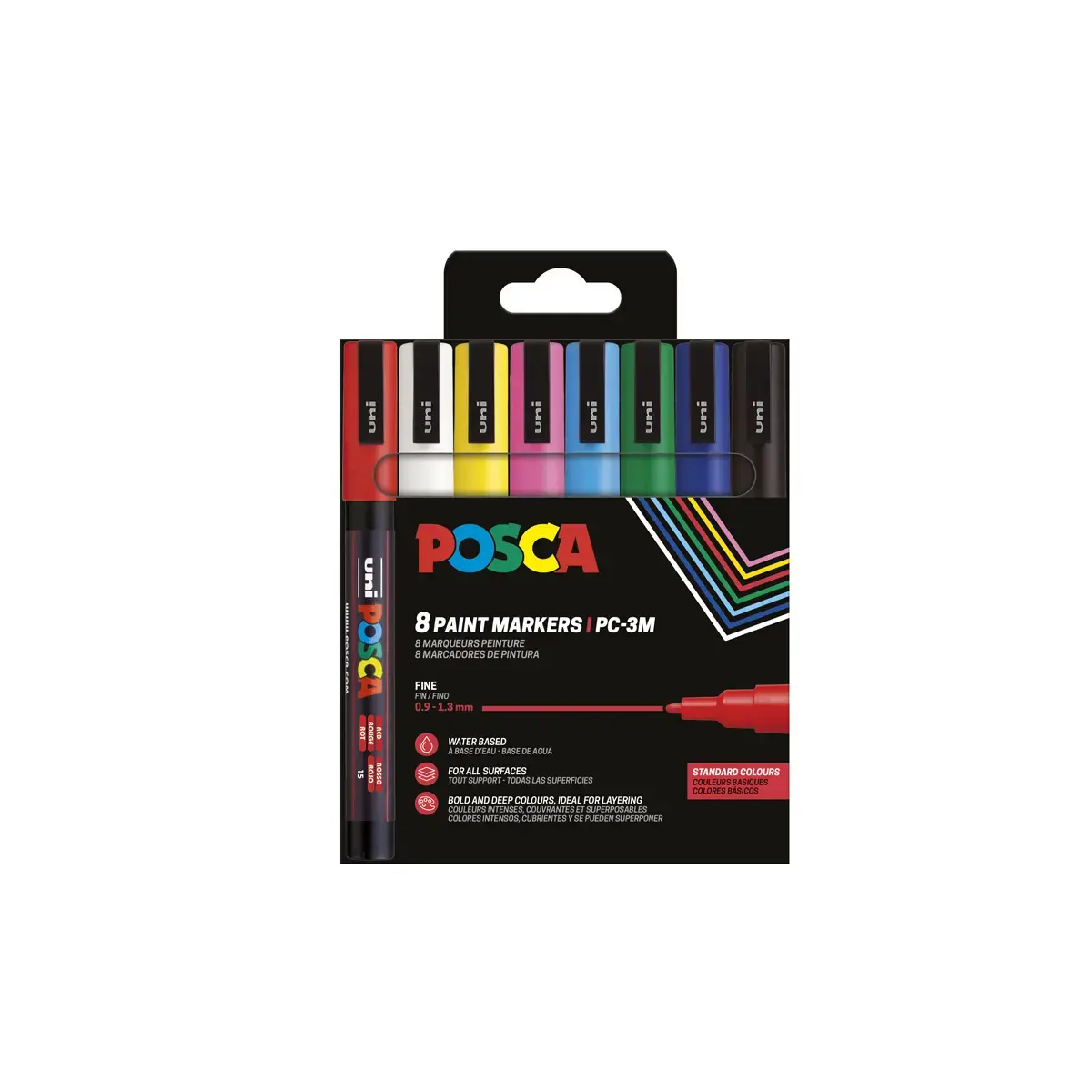 8 Marqueurs peinture - Pointe fine - Coloris assortis - Posca photo du produit
