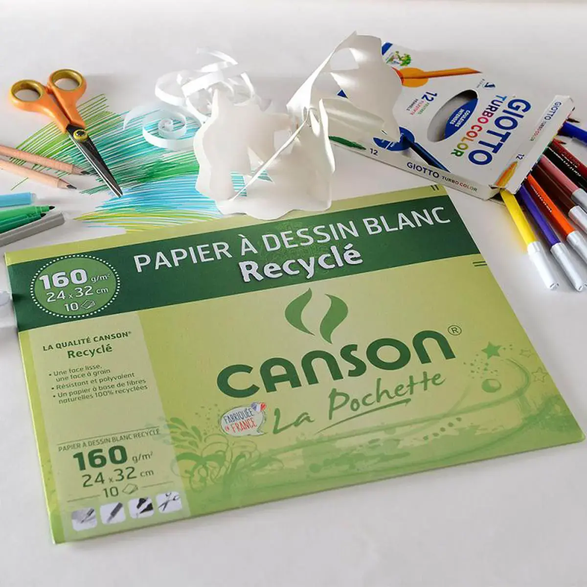 10 Feuilles de papier &agrave; dessin - A4 - 160g - Blanc - Canson photo du produit