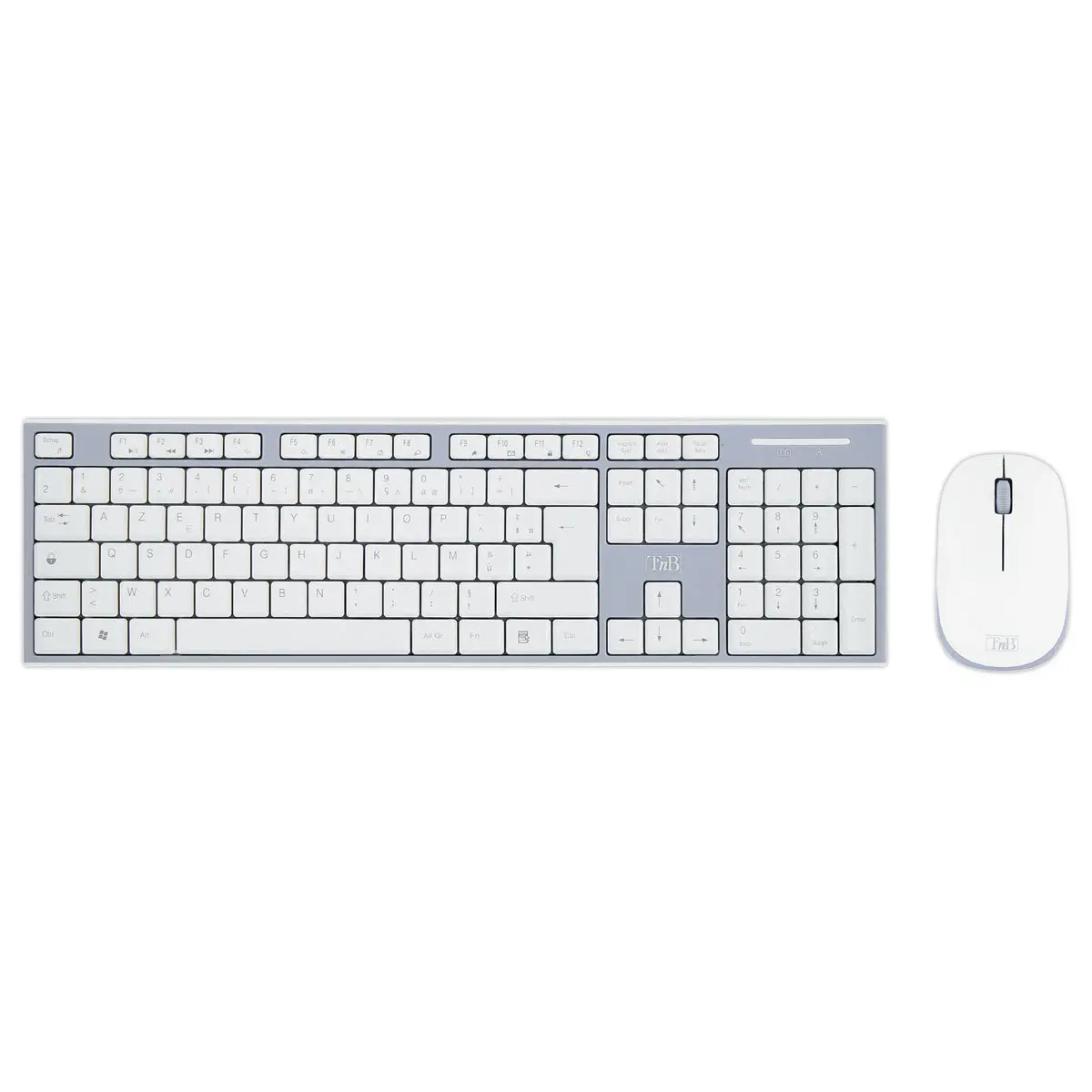 Kit clavier et souris sans fil Classy - 13 raccourcis multim&eacute;dias - R&eacute;cepteur USB unique - Blanc - T'NB photo du produit