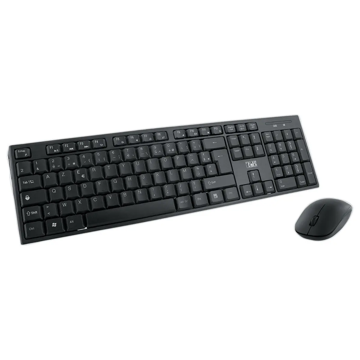 Kit clavier et souris sans fil Classy - 13 raccourcis multim&eacute;dias - R&eacute;cepteur USB unique - Noir - T'NB photo du produit