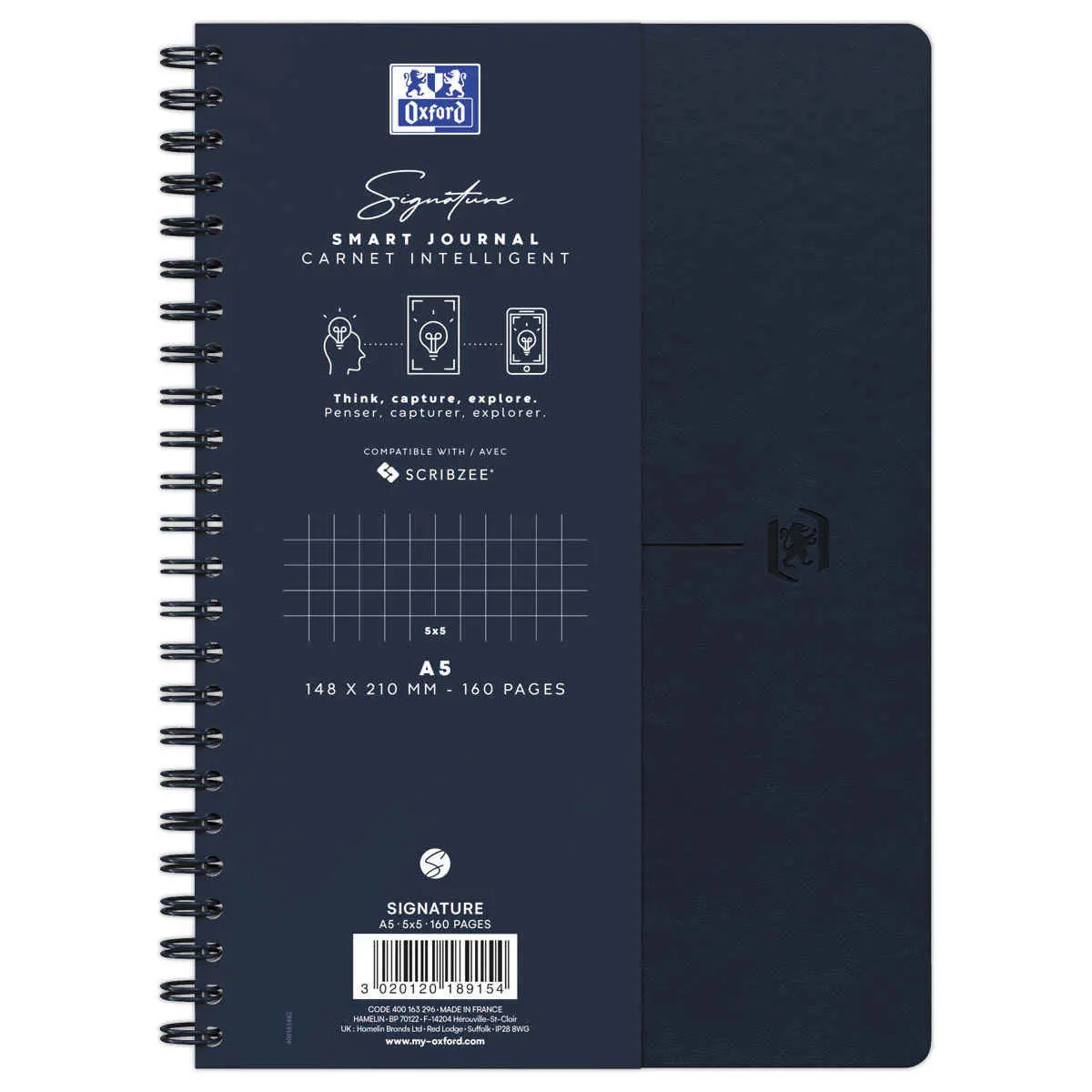 Cahier Signature broché A5 160 pages 5x5. Bleu photo du produit