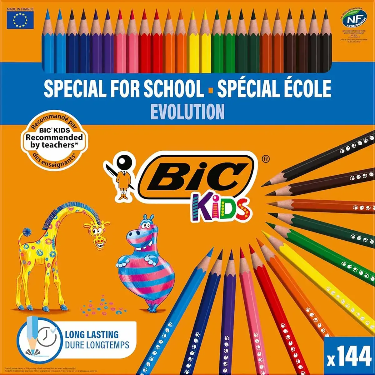 Boîte de 144 crayons de couleur Evolution Kids - Coloris assortis - Bic photo du produit