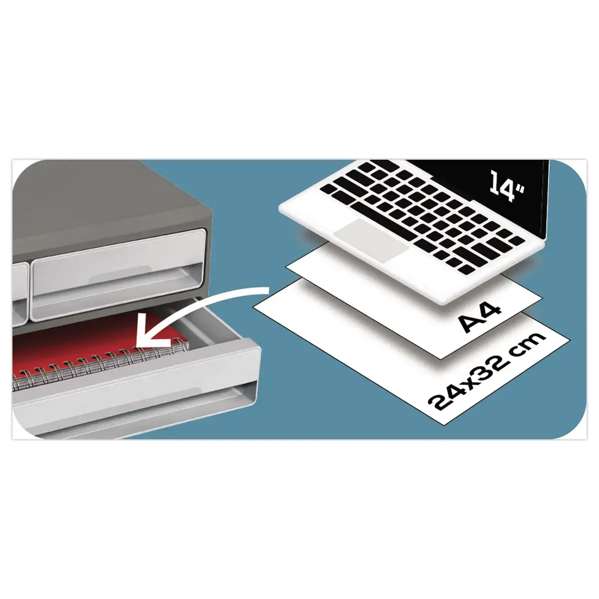 Module 3 tiroirs MOOVUP CEP-gris foncé photo du produit