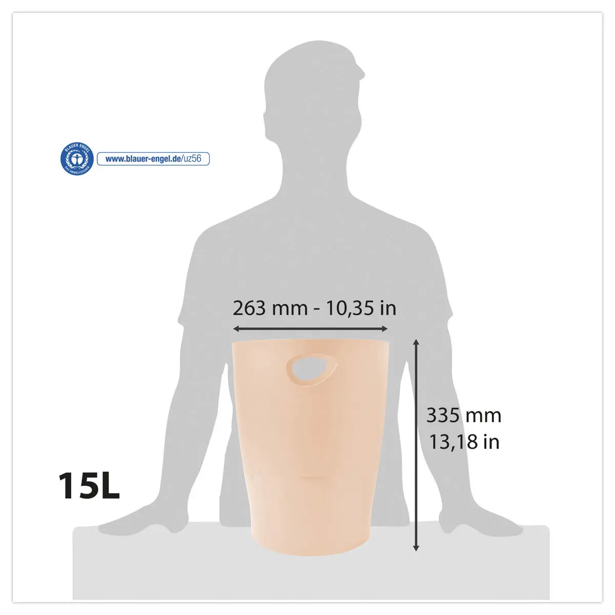 Corbeille à papier 15L Aquarel - saumon - EXACOMPTA photo du produit