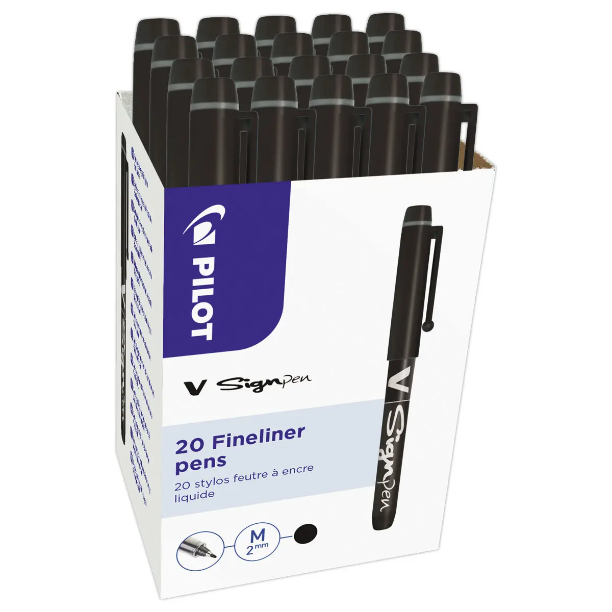 20 Feutres V Sign Pen (16 + 4 offerts) - Pointe moyenne - Noir - PILOT photo du produit