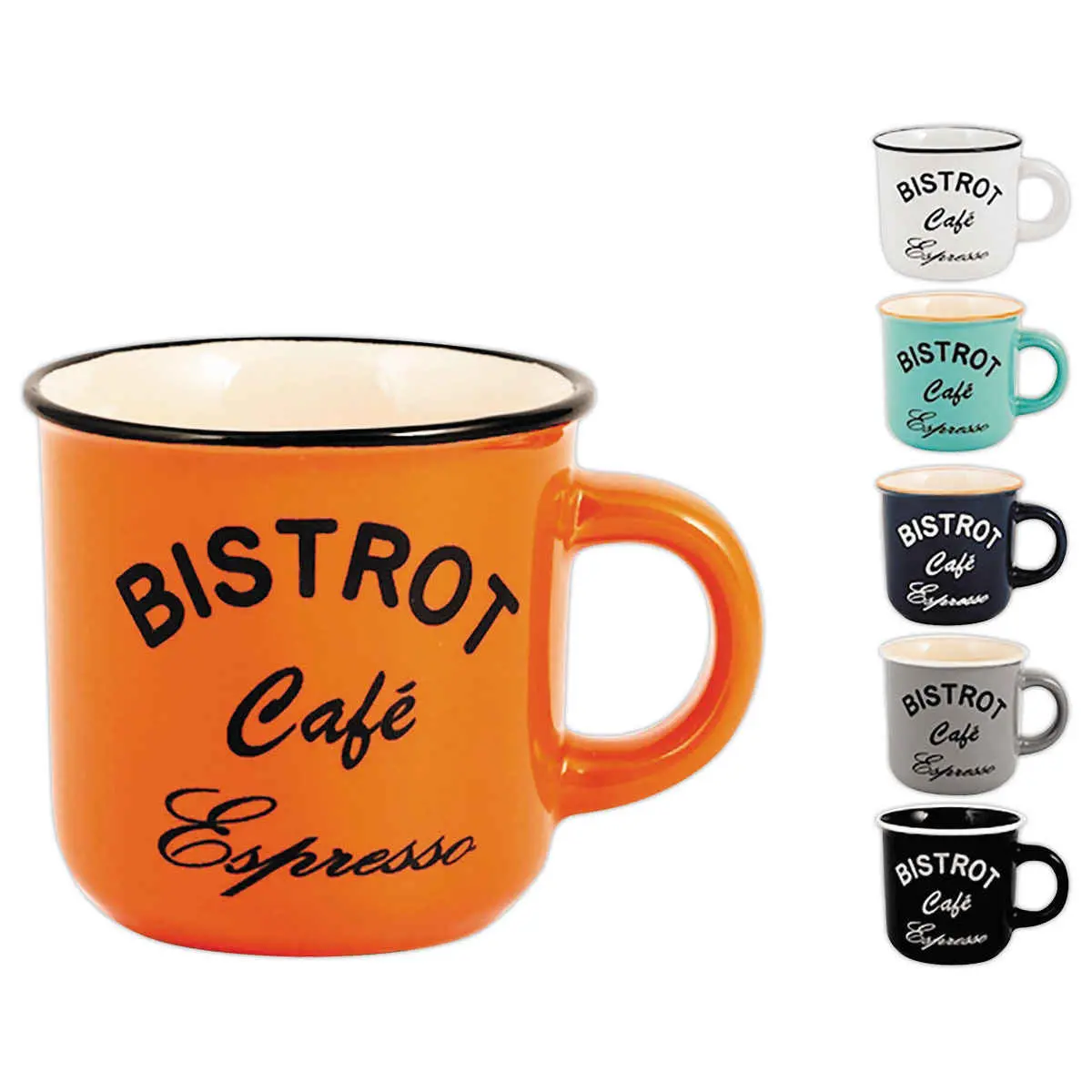 6 Tasses à café grès 12 cl - coloris assortis photo du produit