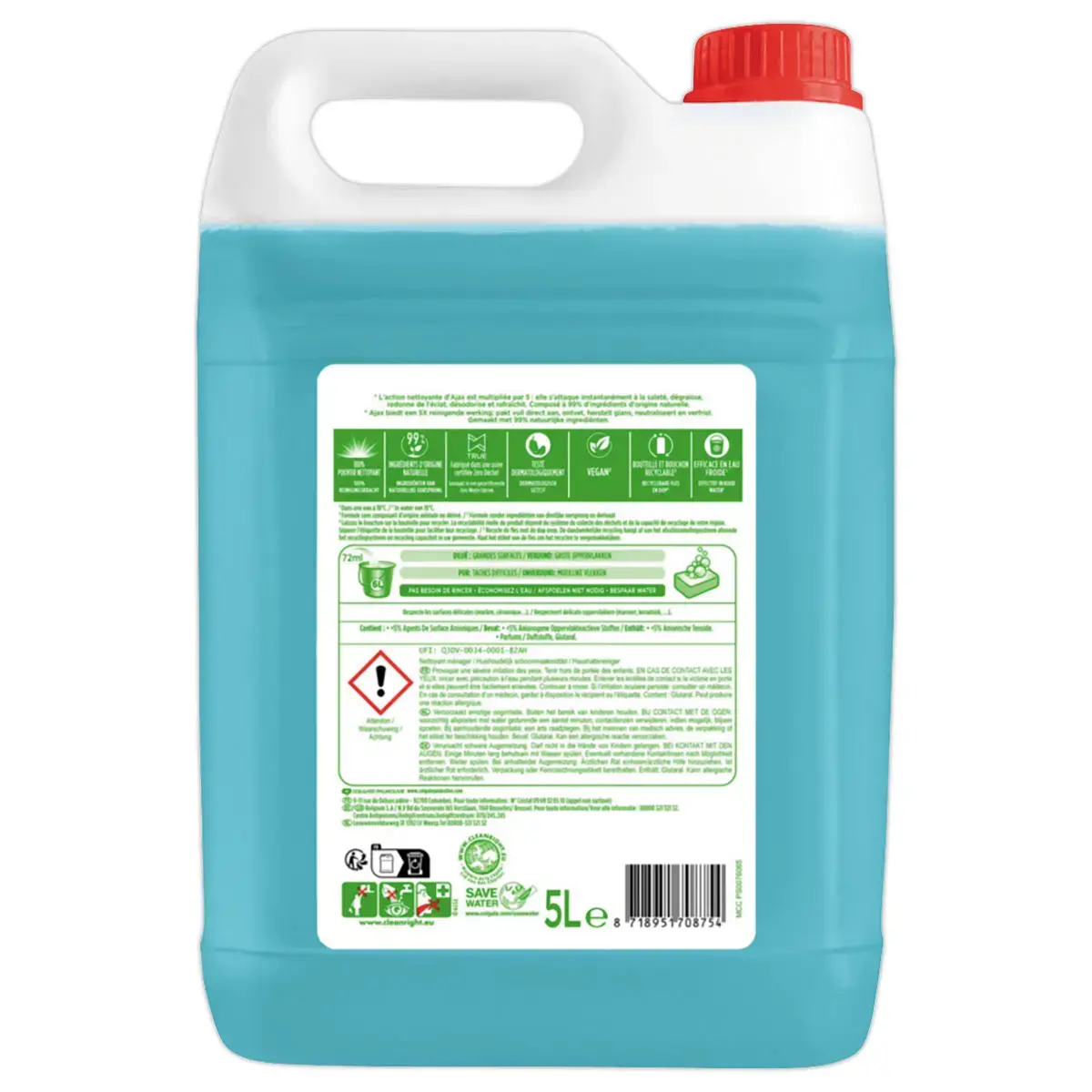 Nettoyant sols &ndash; 5L &ndash; Parfum frais &ndash; Ajax photo du produit