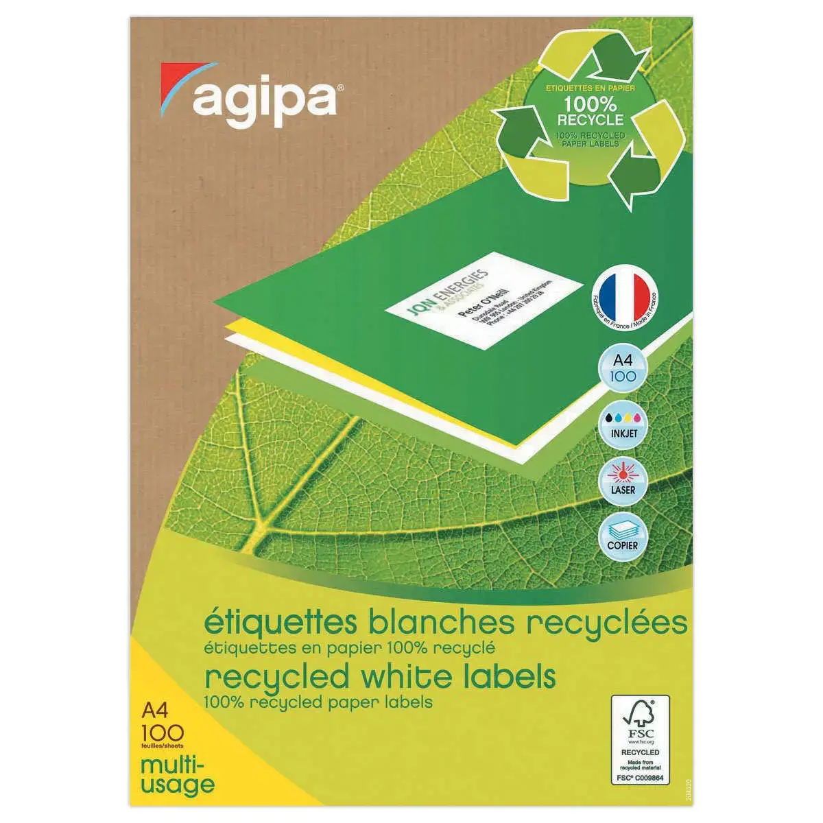 100 Planches de 2 &eacute;tiquettes de signalisation - 210x148,5 mm - 100% recycl&eacute; photo du produit