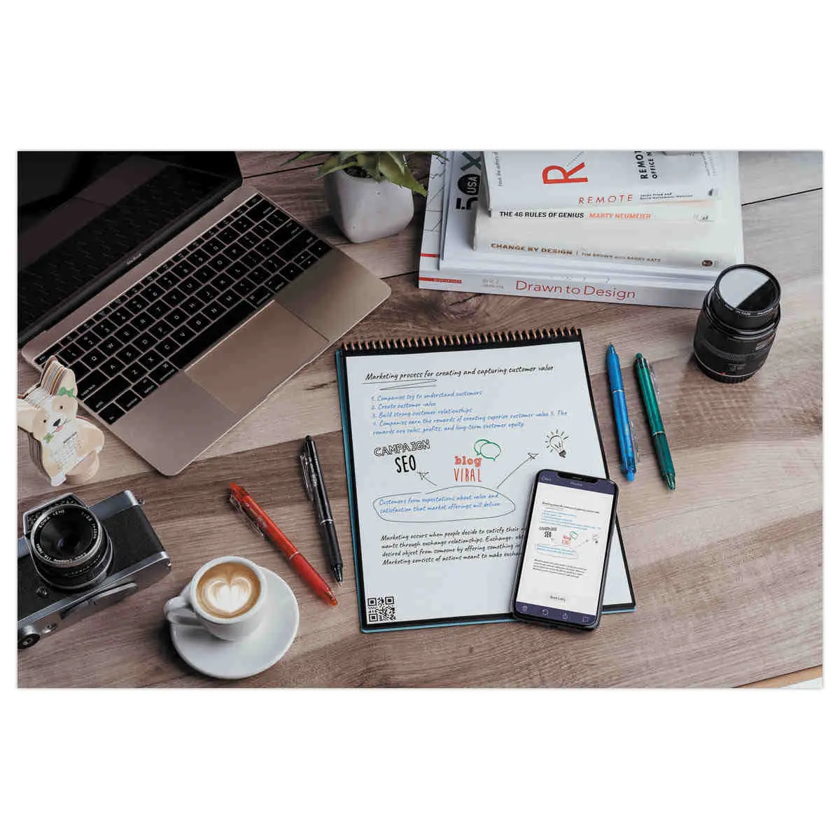 Bloc-notes connecté et réutilisable - A4 - 32 pages - Noir - ROCKETBOOK photo du produit