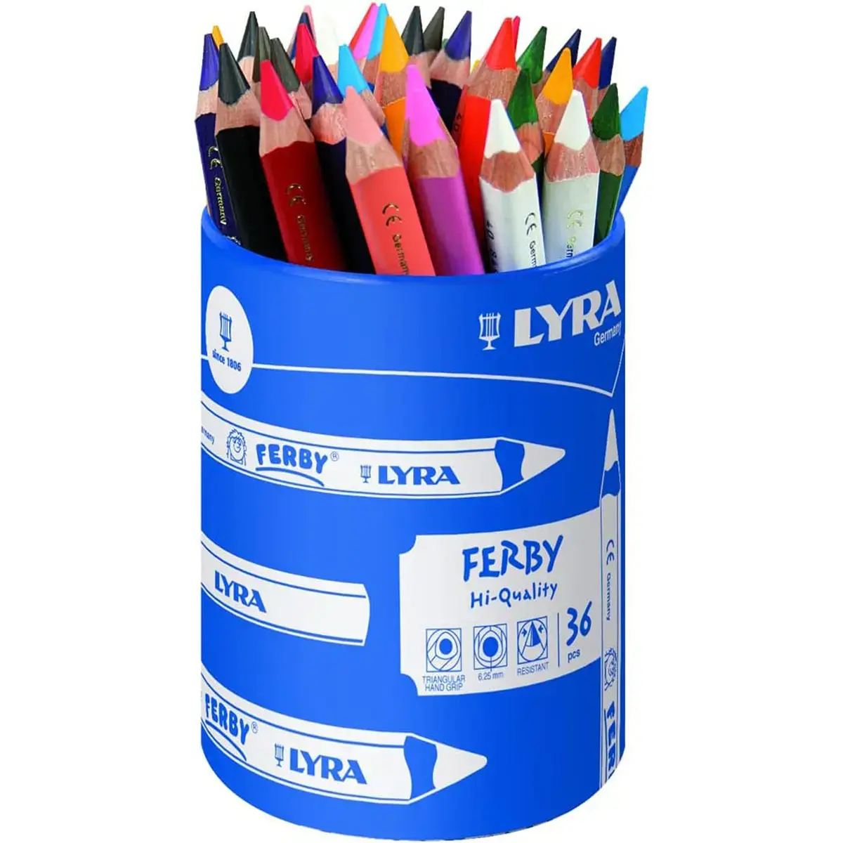 36 Crayons de couleur triangulaires - Mine aquarellable - Coloris assortis photo du produit