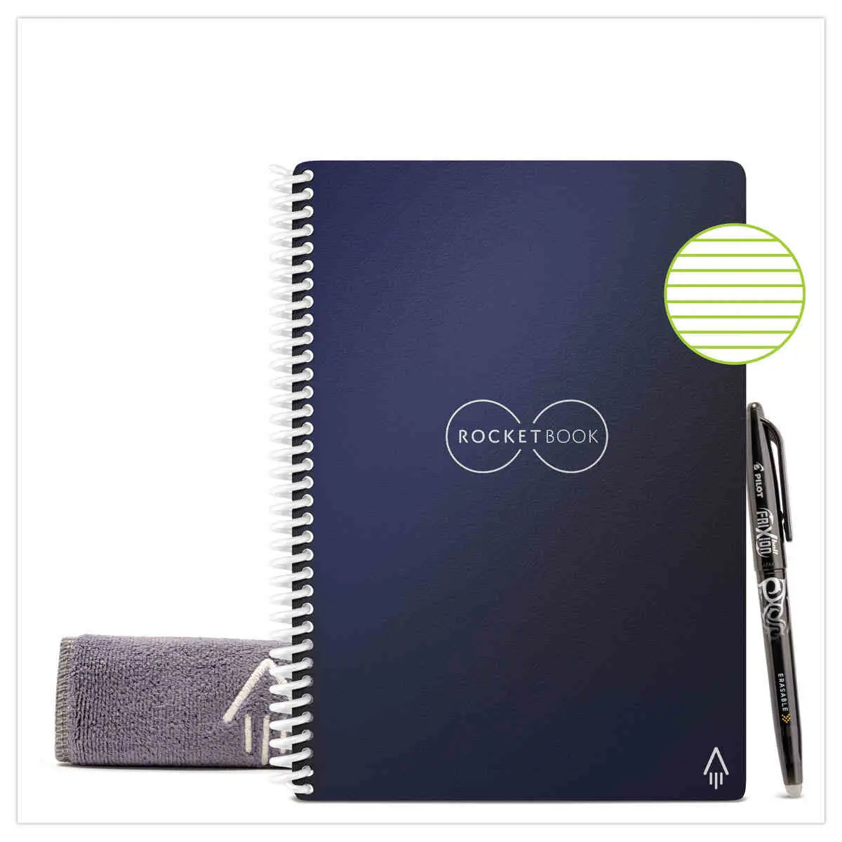 Cahier connecté et réutilisable à l'infini Rocketbook Core Executive - A5 - Bleu foncé - 36 pages - ROCKETBOOK photo du produit