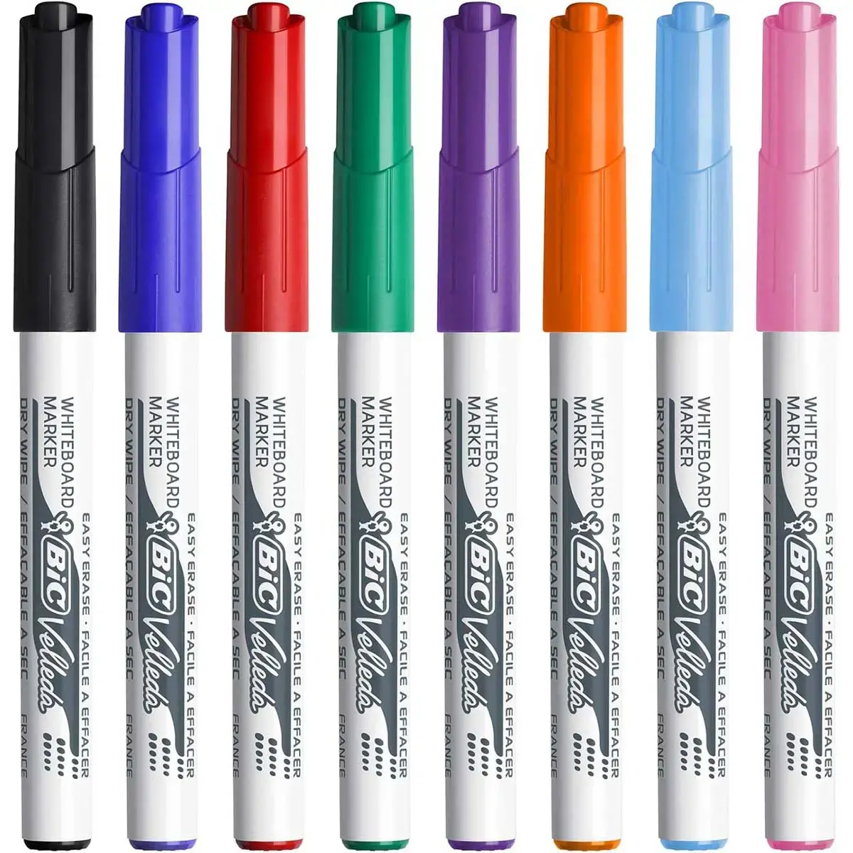 8 Marqueurs effaçables Velleda 1741 - Pointe moyenne - Coloris assortis - Bic photo du produit