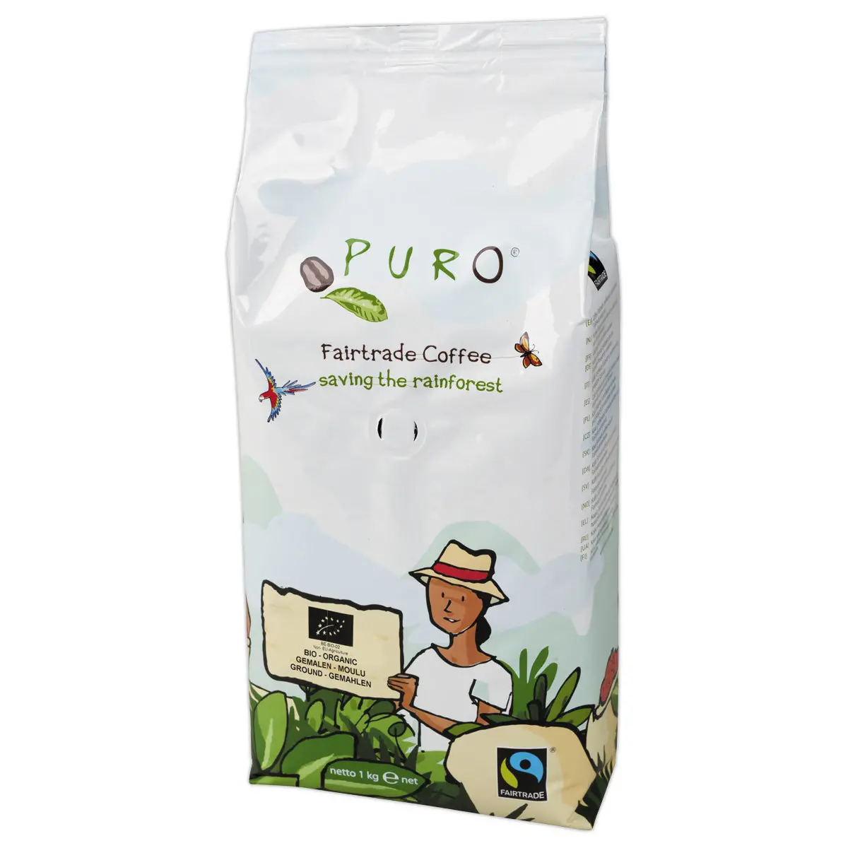 Paquet de café moulu 1Kg Puro Fairtrade Bio - Intensité 7 photo du produit