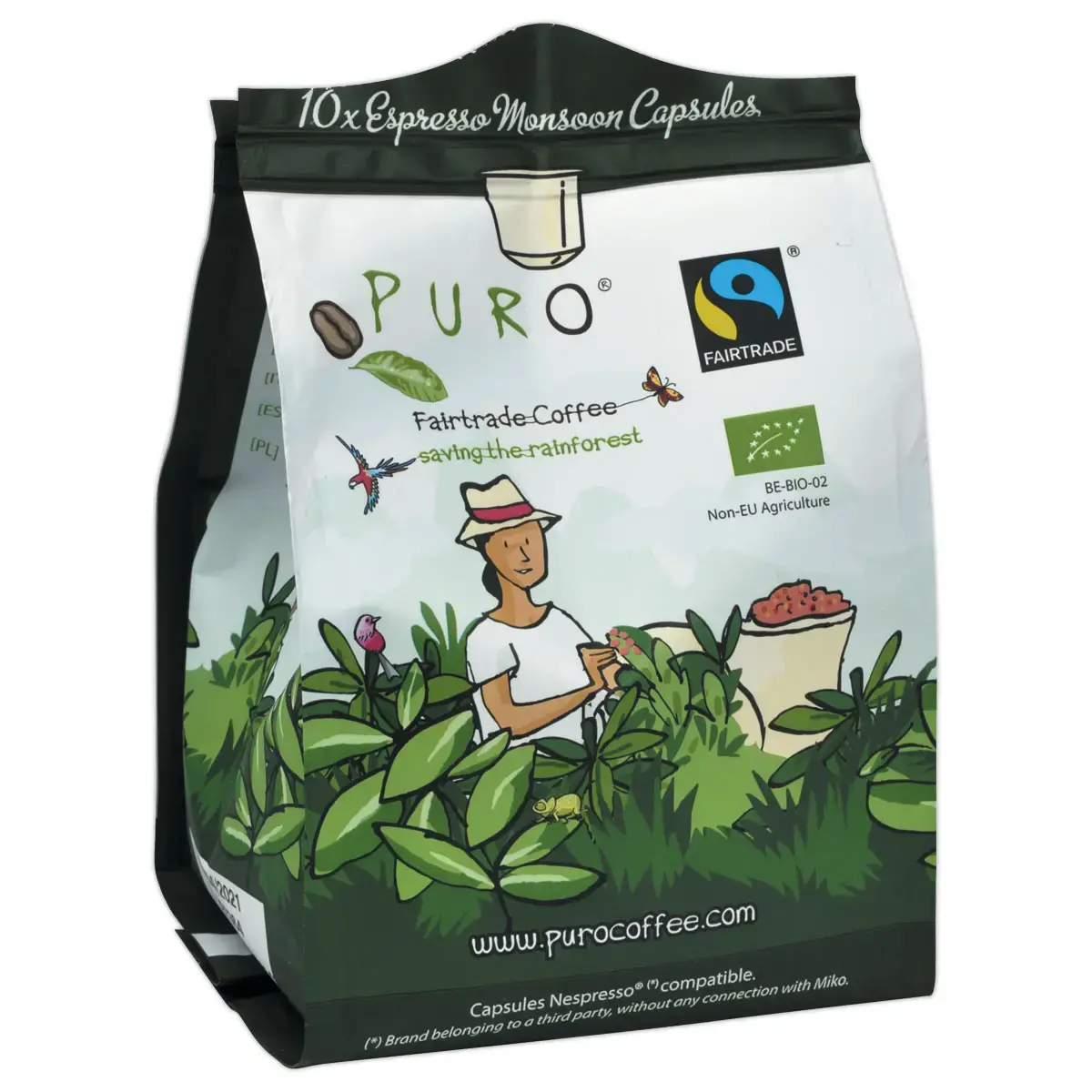 10 Capsules de caf&eacute; MonsoonFairtrade Bio - Intensit&eacute; 7 - Compatibles Nespresso photo du produit