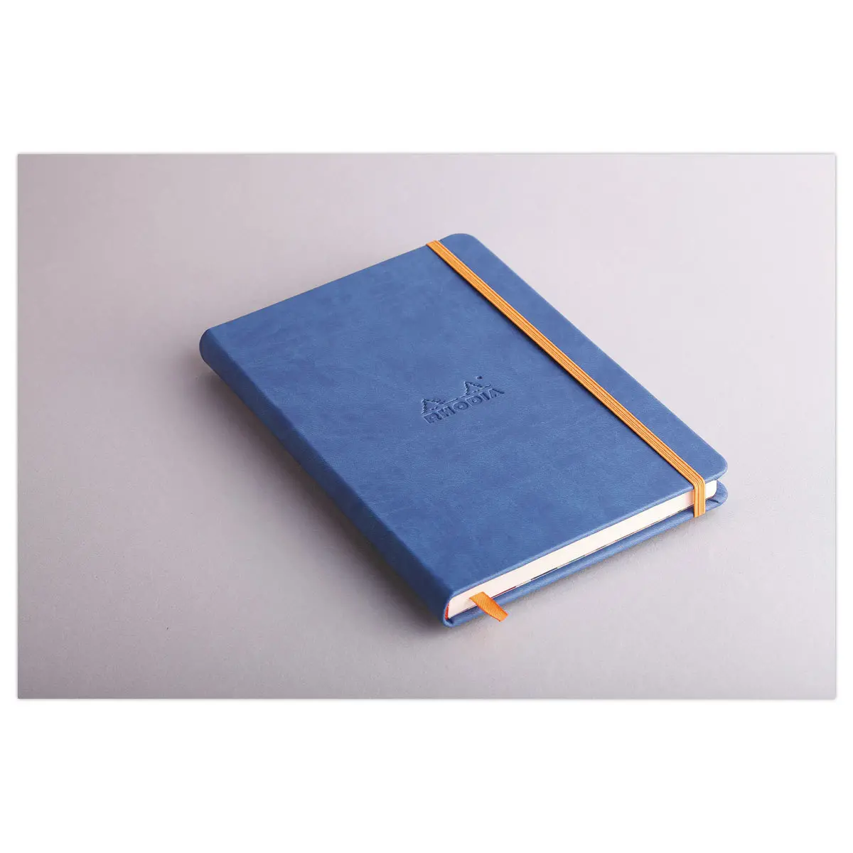 Carnet broché Rhodiarama A5 192 pages,ligné, couverture rigide bleue photo du produit