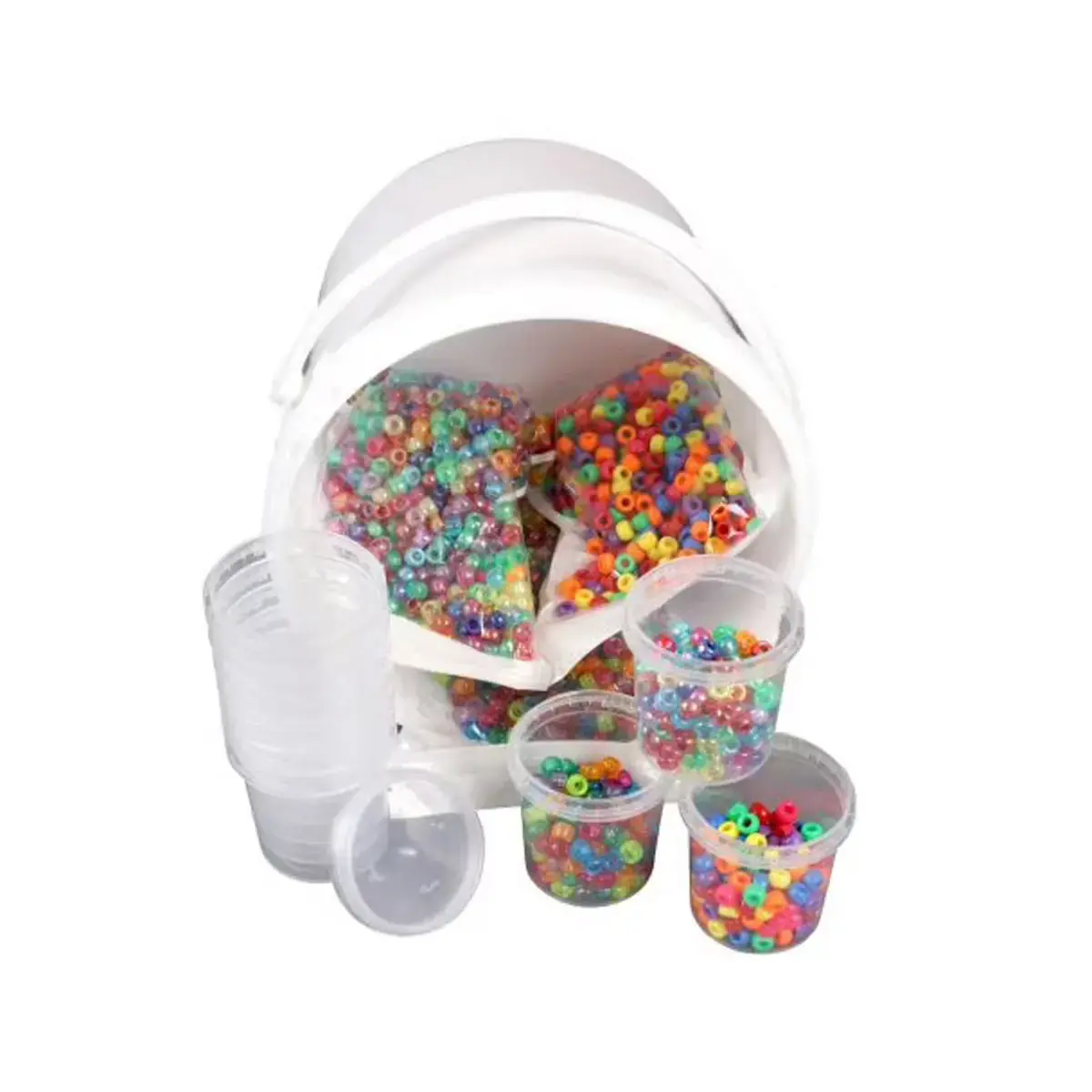 Seau de 3 000 perles en plastique - 9 mm - Coloris assortis photo du produit