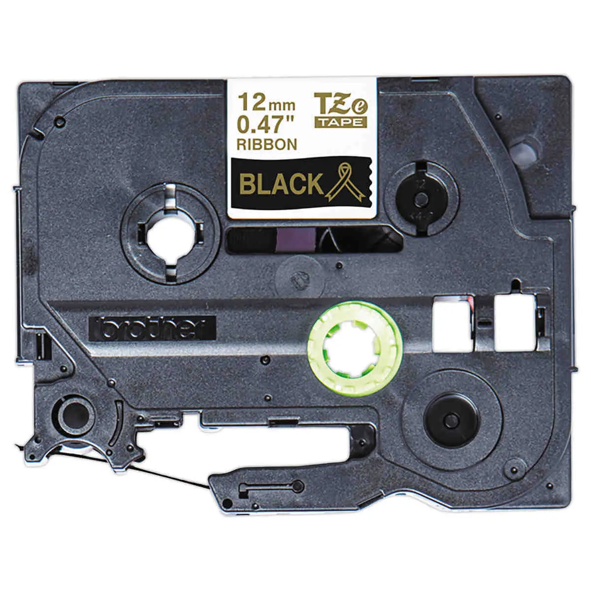 Ruban étiqueteuse tissu or sur noir 12mm (4m) photo du produit