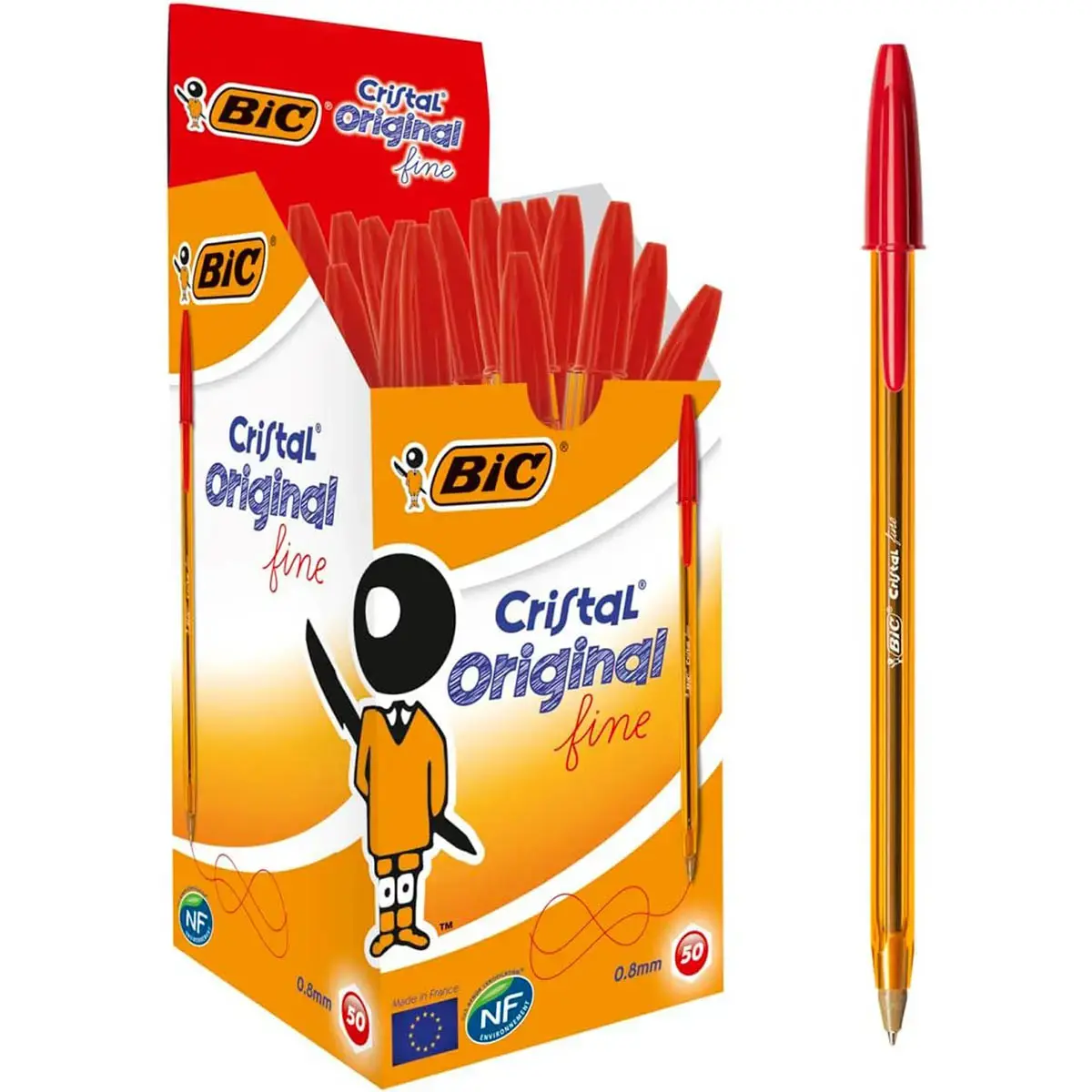 50 Stylos billes - Pointe fine - Rouge - Bic photo du produit