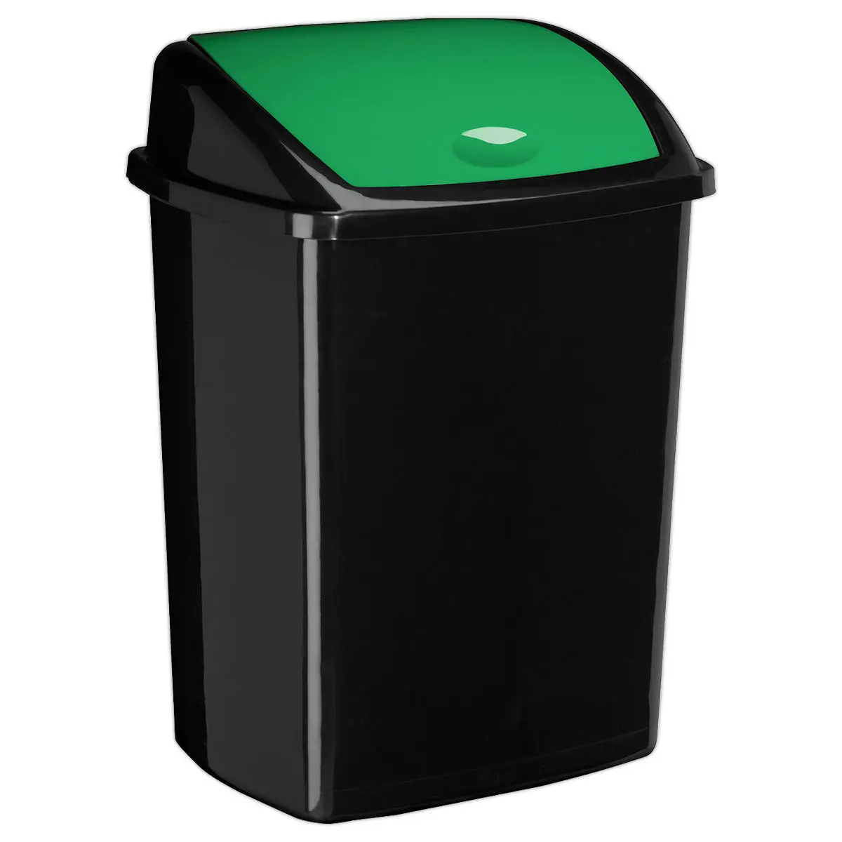 Poubelle à couvercle basculant plastique 50L vert photo du produit
