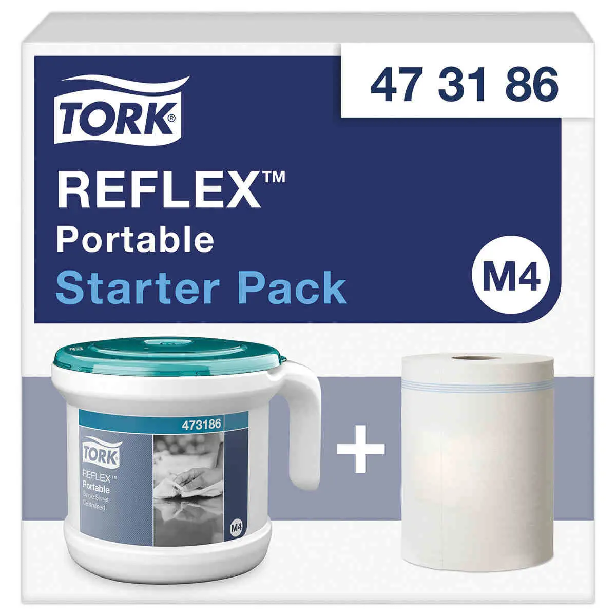 Starter pack Bobine à Dévidage centrale M4 - Blanc et turquoise - TORK photo du produit