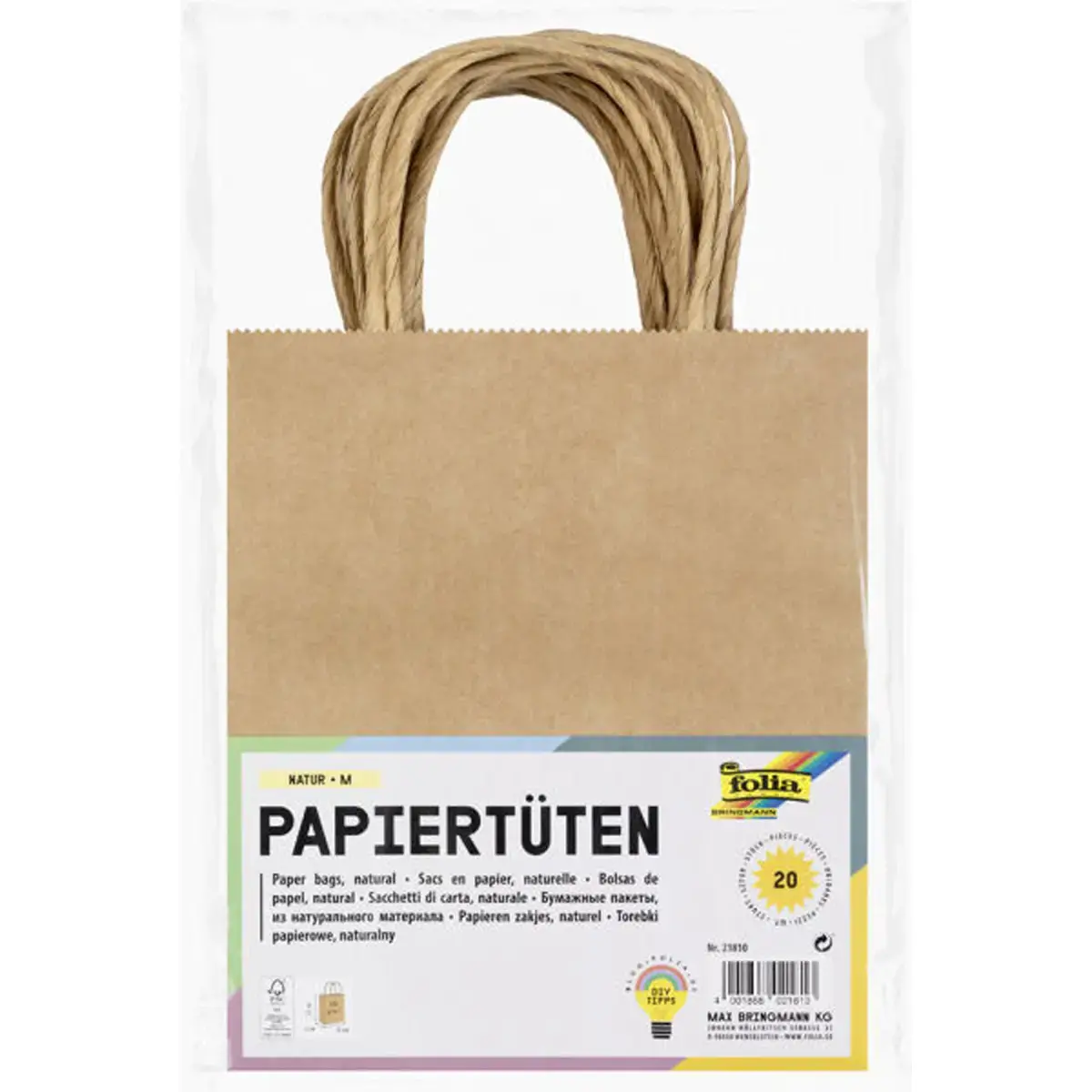 20 Sacs en papier kraft - 18 x 21 x 8 cm - 125g photo du produit