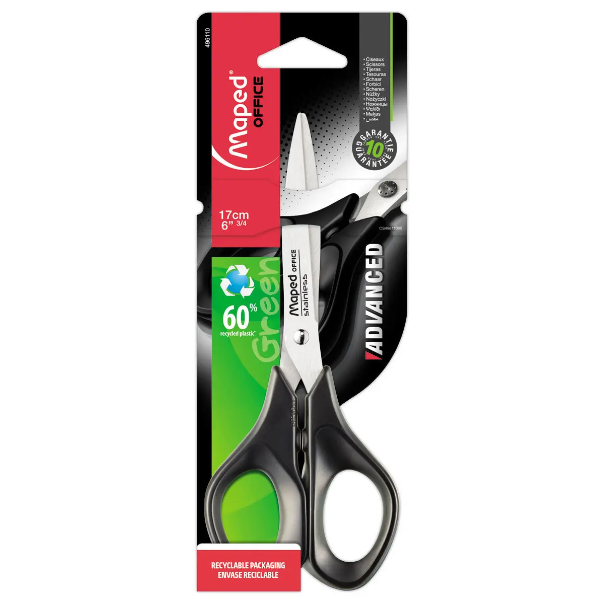 Paire de ciseaux Advanced Green 17 cm Symétriques photo du produit