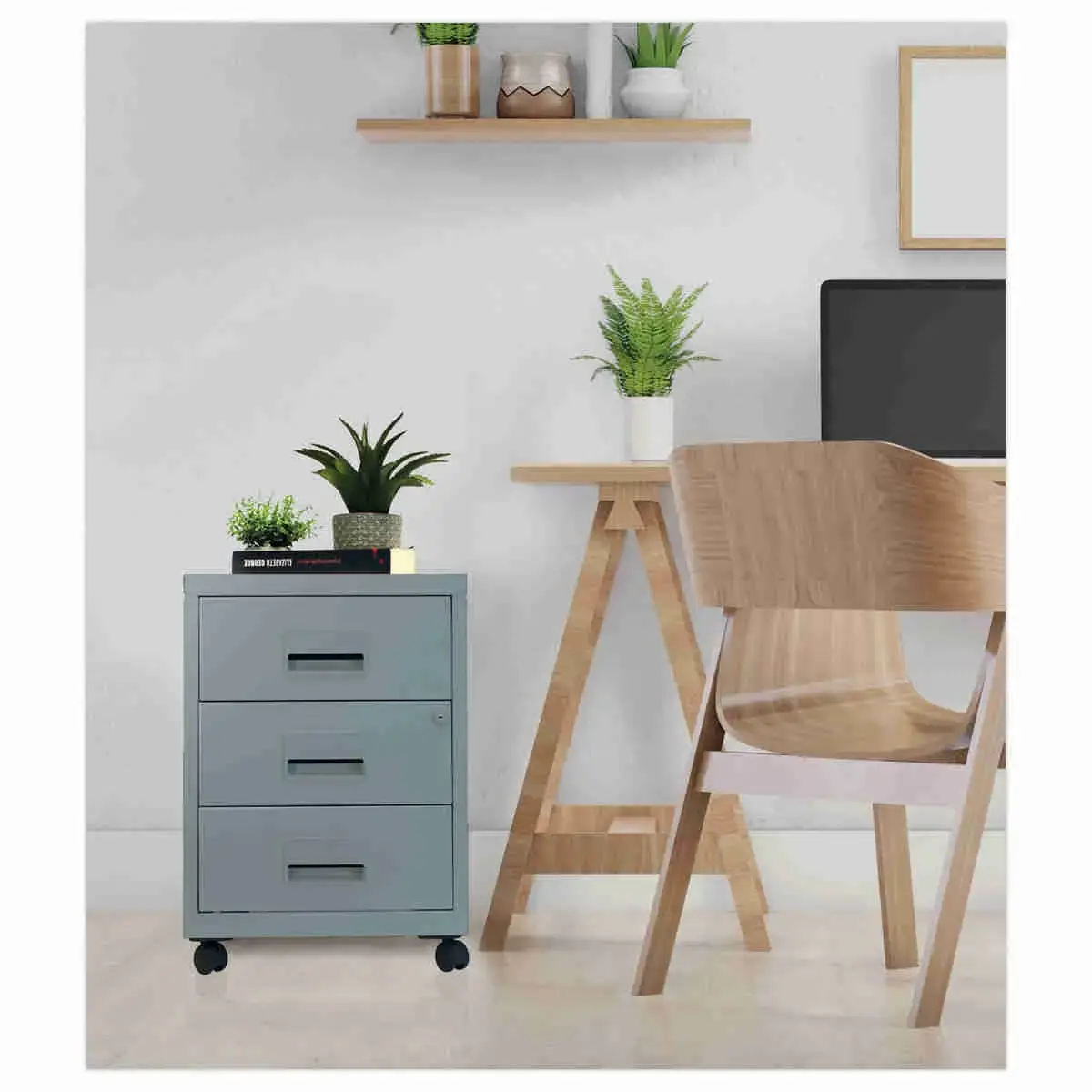 Caisson mobile en métal 3 tiroirs aluminium monté photo du produit