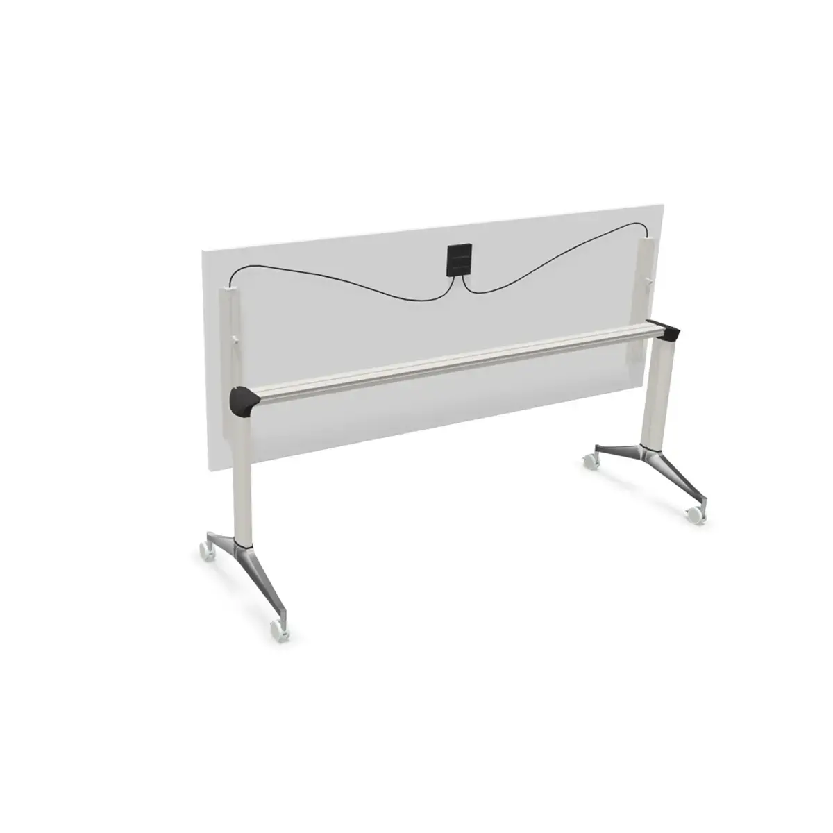 Table rectangulaire rabattable avec roulettes - 180 x 70 cm - Blanc et alu photo du produit