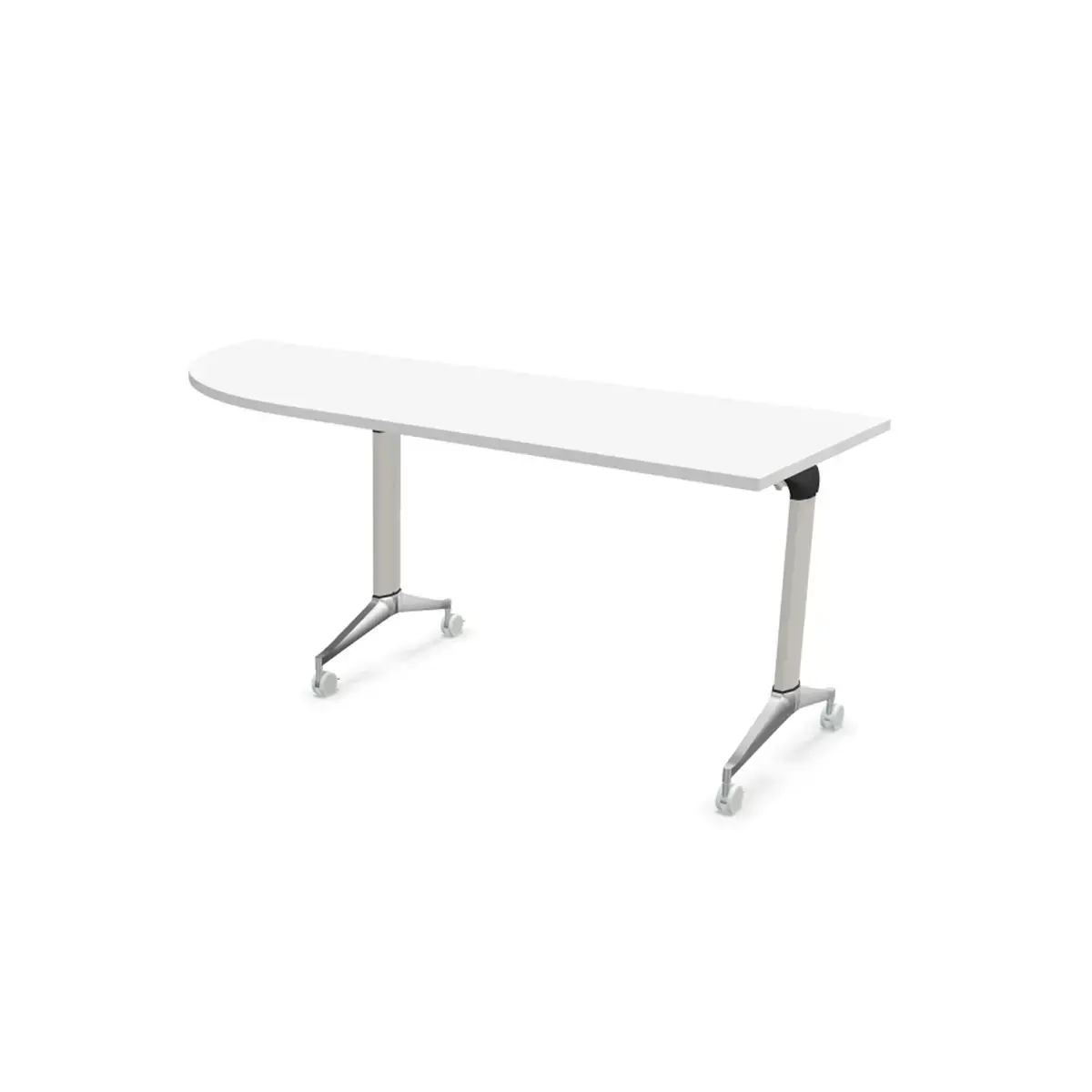 Table rabattable avec roulettes - 190 x 70 cm - Blanc et alu - Angle à gauche photo du produit