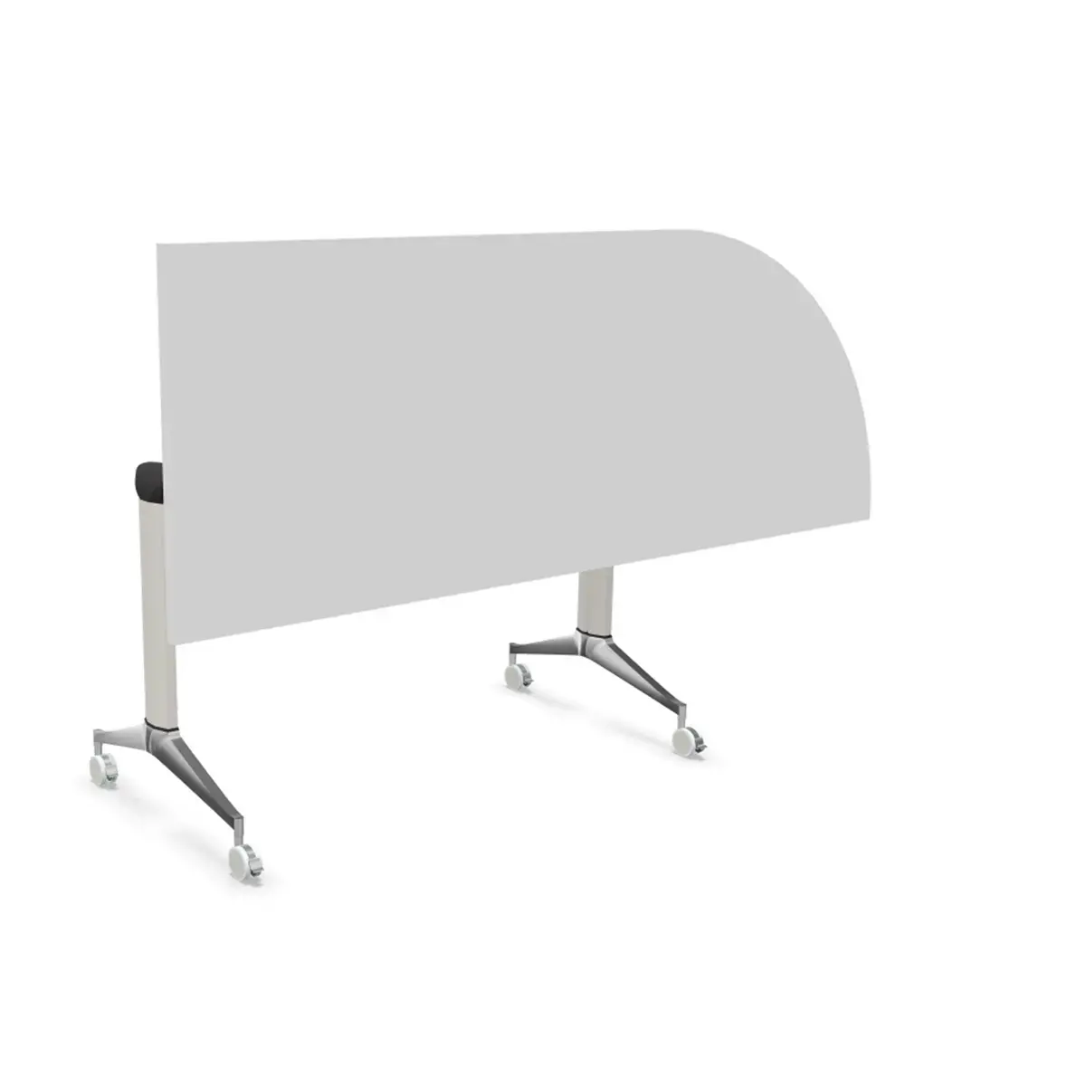 Table rabattable avec roulettes - 190 x 70 cm - Blanc et alu - Angle à gauche photo du produit