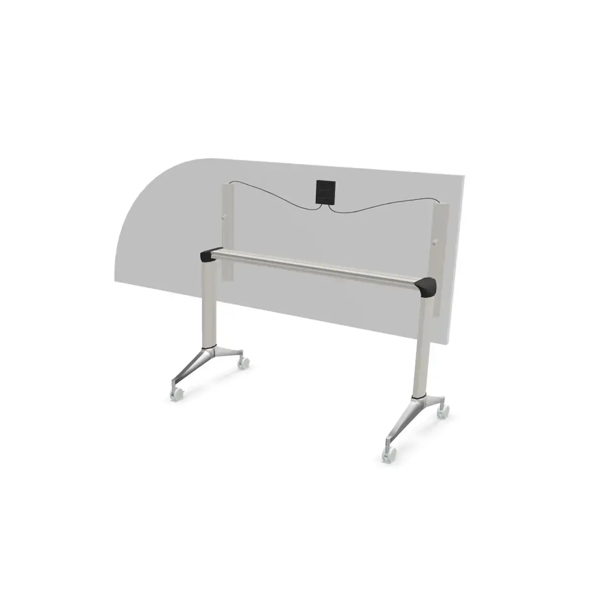Table rabattable avec roulettes - 190 x 70 cm - Blanc et alu - Angle à gauche photo du produit
