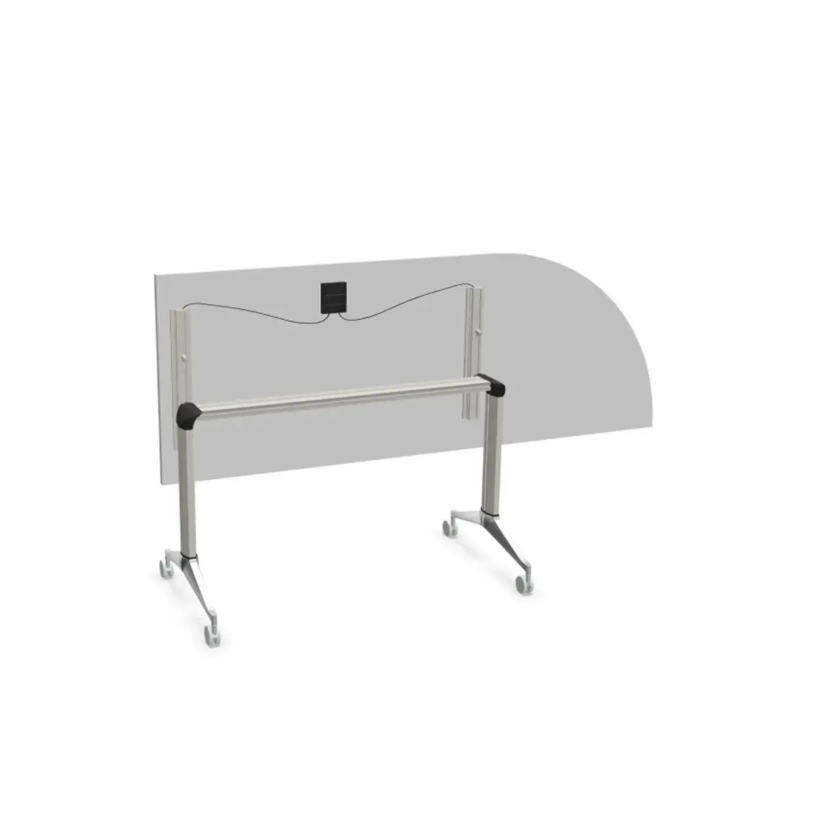 Table rabattable avec roulettes - 190 x 70 cm - Blanc et alu - Angle à droite photo du produit