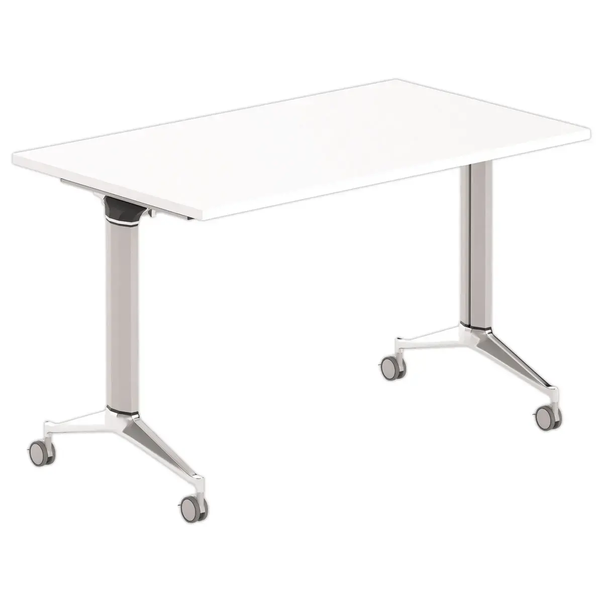 Table rabattable 120x70 blanc/alu montée photo du produit