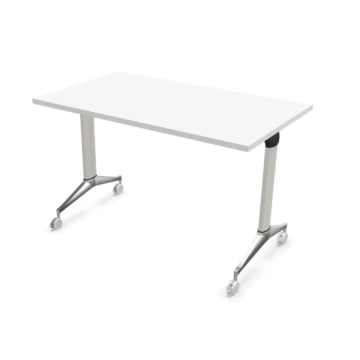 Table rabattable 120x70 blanc/alu montée photo du produit