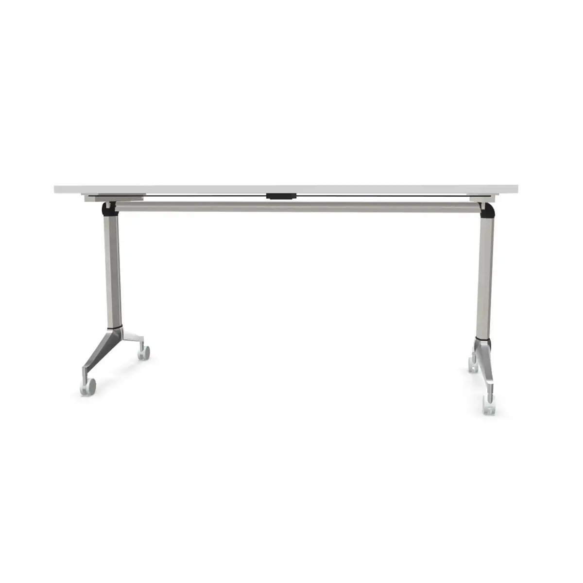 Table rabattable 150x70 blanc/alu mont&eacute;e photo du produit