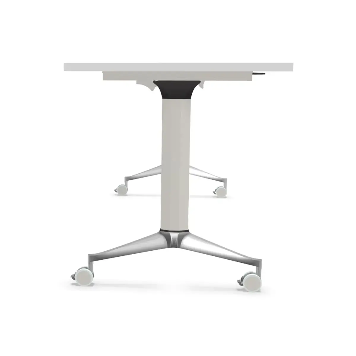 Table rabattable 150x70 blanc/alu mont&eacute;e photo du produit