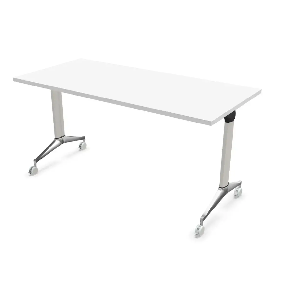Table rabattable 150x70 blanc/alu mont&eacute;e photo du produit