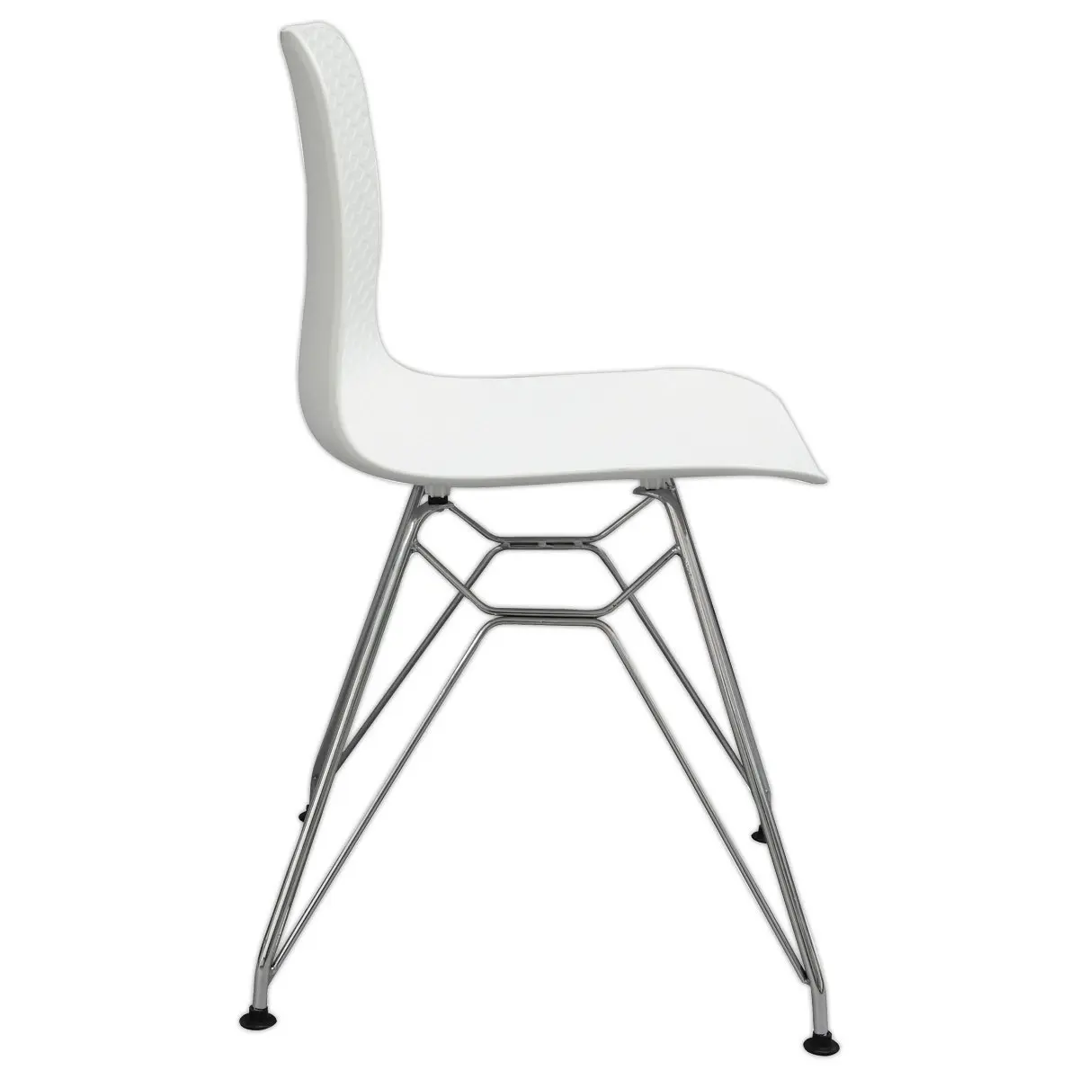 2 Chaises UXSTEEL 2, 4 pieds chrom&eacute;s assise blanche mont&eacute;es photo du produit